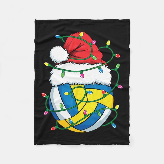 Christmas Volleyball Santa Hat Boys Girls Xmas Lig Fleece Blanket (Front)