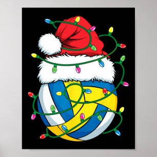 Christmas Volleyball Santa Hat Boys Girls Xmas Lig Poster