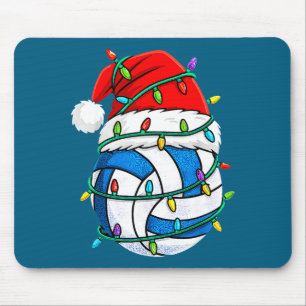 Christmas Volleyball Santa Hat Lights Srts Xmas Pa Mouse Pad