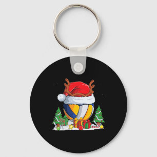Christmas Volleyball Santa Hat Reindeer Tree Xmas Key Ring