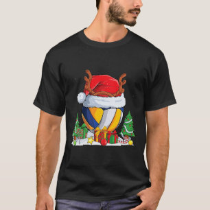 Christmas Volleyball Santa Hat Reindeer Tree Xmas T-Shirt