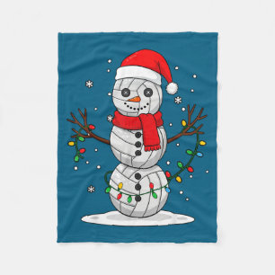 Christmas Volleyball Snowman Santa Hat Funny Holid Fleece Blanket