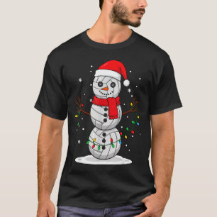 Christmas Volleyball Snowman Santa Hat Funny Holid T-Shirt