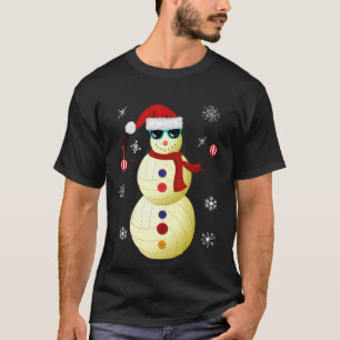 Christmas volleyball Snowman Santa Hat Gift T-Shirt
