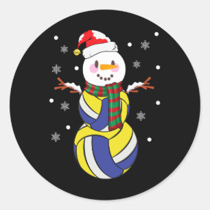 Christmas Volleyball Snowmans Kid Volleyball Xmas Classic Round Sticker