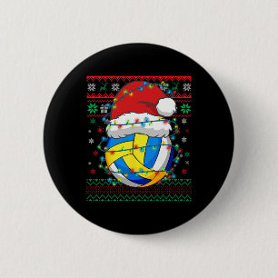 Christmas Volleyball Xmas Santa Sports Hat 6 Cm Round Badge