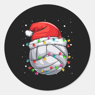 Christmas Volleyball Xmas Santa Sports Hat Ball Ki Classic Round Sticker
