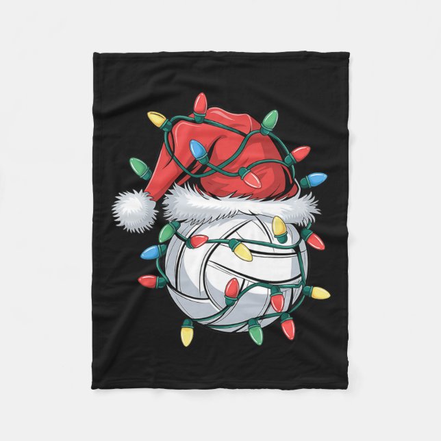 Christmas Volleyball Xmas Santa Sports Hat Ball Ki Fleece Blanket (Front)