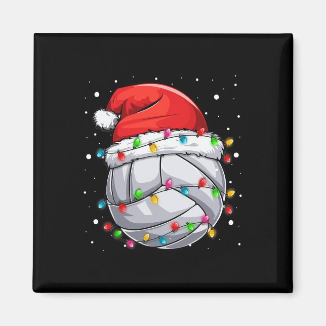 Christmas Volleyball Xmas Santa Sports Hat Ball Ki Magnet (Front)