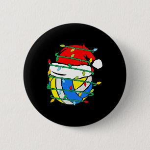 Christmas Volleyball Xmas Santa Sports Kids Boys M 6 Cm Round Badge