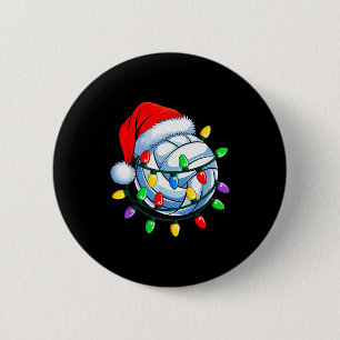 Christmas Volleyball Xmas Santa Srts Hat Mens Wome 6 Cm Round Badge