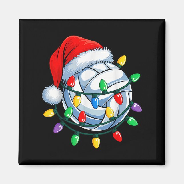 Christmas Volleyball Xmas Santa Srts Hat Mens Wome Magnet (Front)