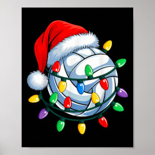 Christmas Volleyball Xmas Santa Srts Hat Mens Wome Poster