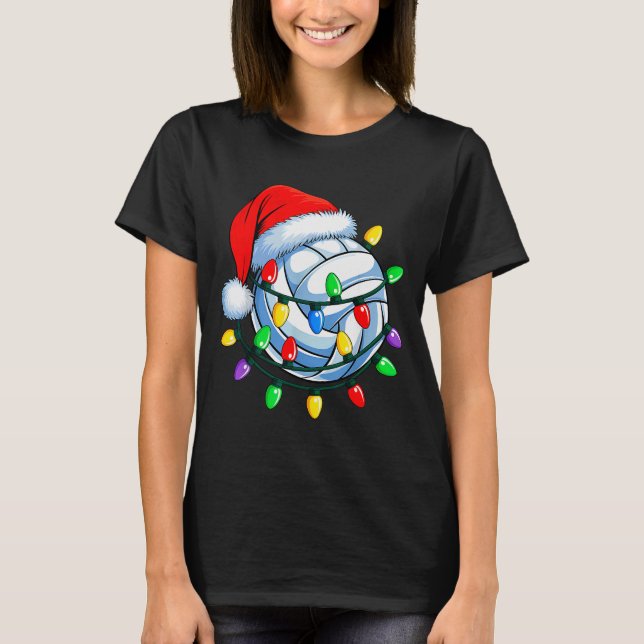 Christmas Volleyball Xmas Santa Srts Hat Mens Wome T-Shirt (Front)