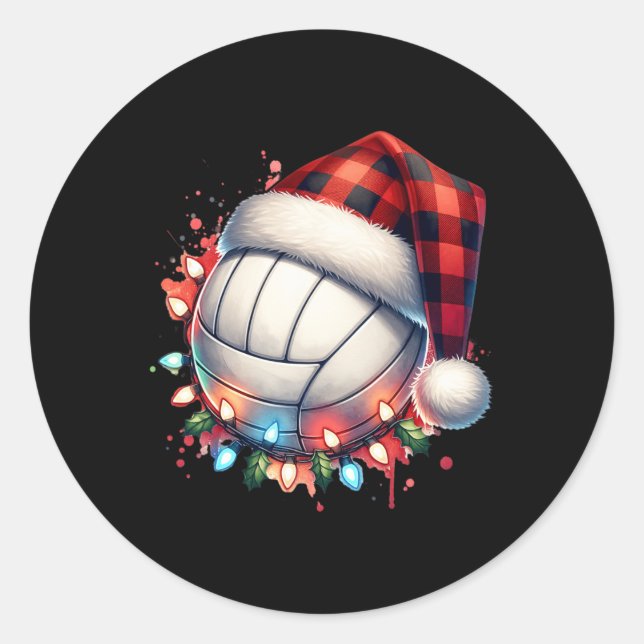 Christmas Volleyball Xmas Volleyball Player 1  Classic Round Sticker (Front)