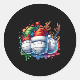 Christmas Volleyball Xmas Volleyball Player  Classic Round Sticker