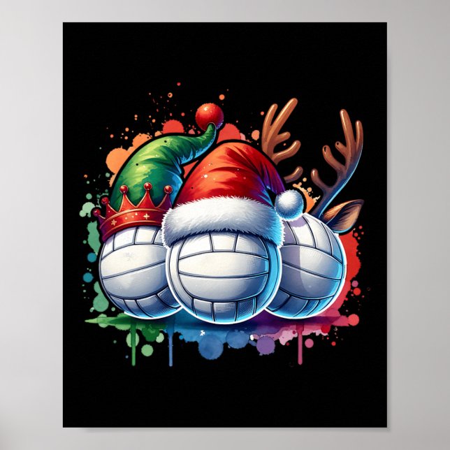 Christmas Volleyball Xmas Volleyball Player  Poster (Front)