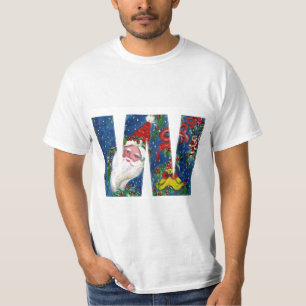 CHRISTMAS W LETTER / SANTA CLAUS WITH RED RIBBON T-Shirt