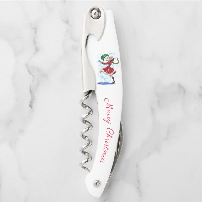 Christmas Waiter's Corkscrew Snowman and Girl (Front)