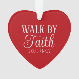 Christmas Walk by Faith Red Heart Bible Verse Ornament