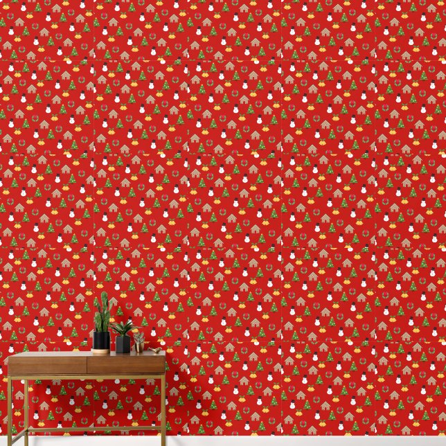 christmas wallpaper pattern background gifts red  (Hallway)