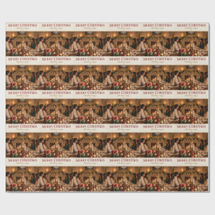 Christmas Warm Holiday Gathering with Family Wrapping Paper