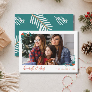 Christmas Warmest Wishes Family Photo Holiday Card