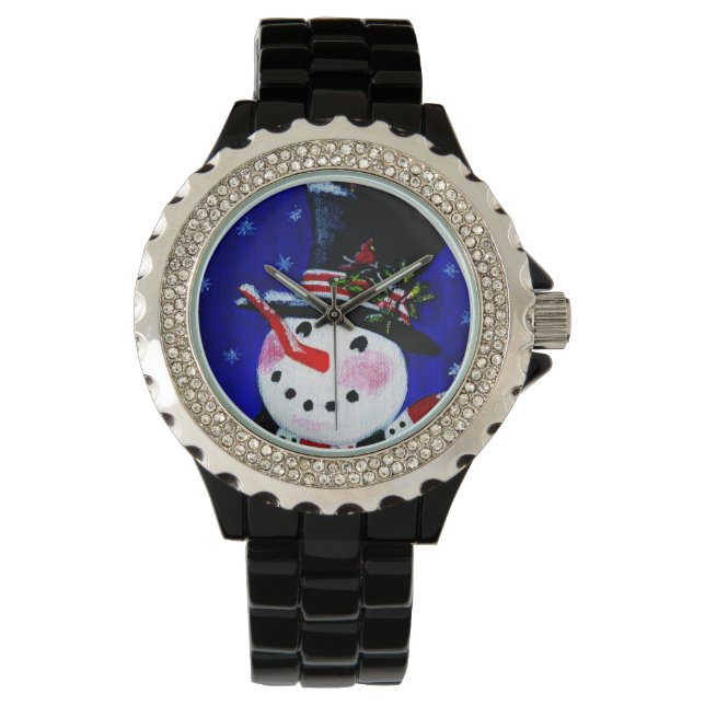 Christmas,watch,snowman,Cardinal,red,birds Watch (Front)