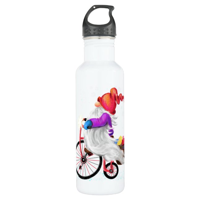 Christmas Water Bottle Gift Gnome with Gifts (Front)