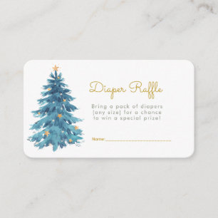 Christmas Watercolor Baby Shower Diaper Raffle Enclosure Card
