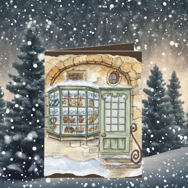 Christmas watercolor bakery add text holiday card (Creator Uploaded)
