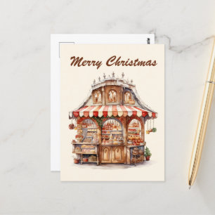 Christmas watercolor bakery add text postcard