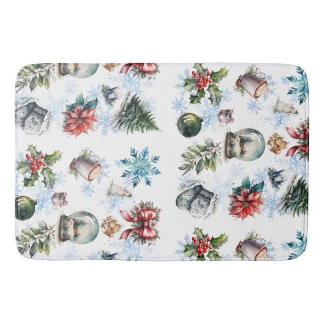 Christmas Watercolor Bath Mat (Front)