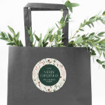 Christmas watercolor botanical floral green classic round sticker<br><div class="desc">Christmas foliage watercolor botanical floral dark moody modern natural cream and green holiday gift wrap sticker favour design.</div>