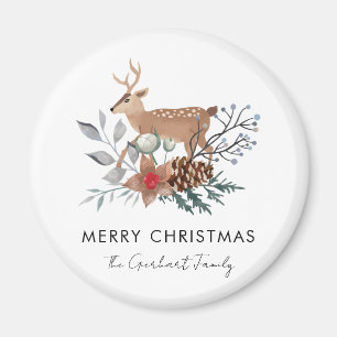 Christmas Watercolor Botanical Holiday Keepsake Magnet
