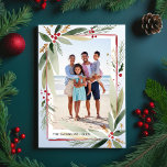 Christmas Watercolor Botanicals Photo Collage  Holiday Postcard<br><div class="desc">This beautiful Holiday Post Card features your photo surrounded by a painterly winter botanicals frame. The backside features your custom message and return address. A truly unique holiday card that's sure to deliver smiles for friends and family.</div>