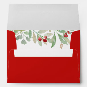 Christmas Watercolor Botanicals Return Address Envelope