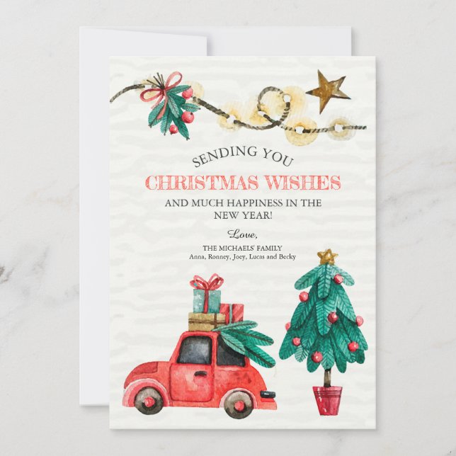 Christmas Watercolor Details Holiday Card (Front)