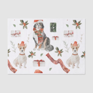 Christmas  Watercolor Dog and Cat Tissue Paper
