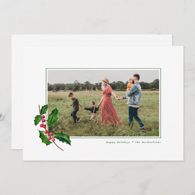 CHRISTMAS WATERCOLOR FLORAL Add Your Photo (Front/Back)