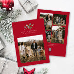 Christmas Watercolor Floral Five Photo Collage Holiday Card<br><div class="desc">Christmas Watercolor Floral Five Photo Collage Holiday Card features a beautiful watercolor illustration of seasonal greenery and holly berries,  along with five photos.</div>