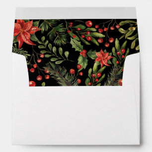 Christmas Watercolor Floral Greenery Envelope