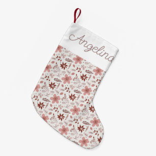 Christmas Watercolor Flower Art Christmas Stocking