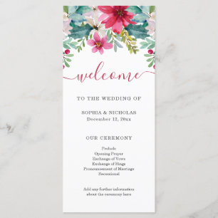 Christmas Watercolor Flowers   Wedding Program