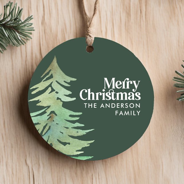 Christmas watercolor forest ceramic ornament (Creator Uploaded)