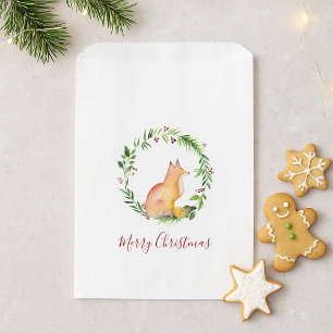 Christmas Watercolor Fox Candy Favour Bag