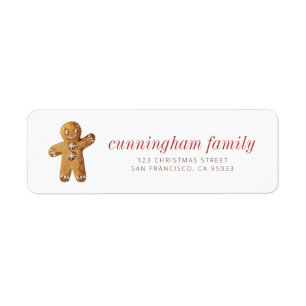 Christmas Watercolor Gingerbread Man Return Address Label