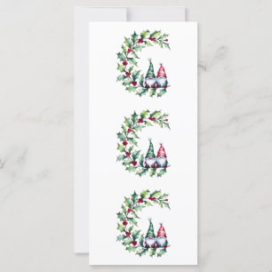 Christmas Watercolor Gnomes Sitting On Holly Twig