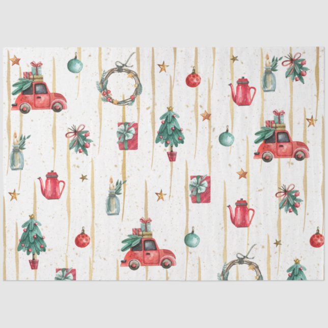 Christmas Watercolor GoldI Design 11 Tissue Paper (Front)
