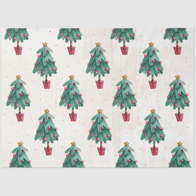 Christmas Watercolor GoldI Design 6 Tissue Paper (Front)